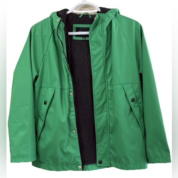Vibrant Green Rain Jacket with Hood - Picture 1 of 4
